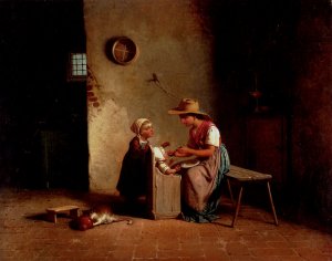 La Pappa by Gaetano Chierici Oil Painting