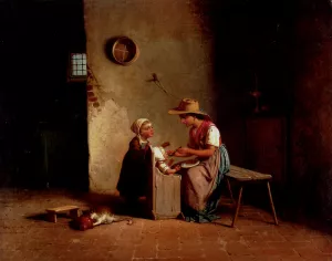 La Pappa by Gaetano Chierici - Oil Painting Reproduction
