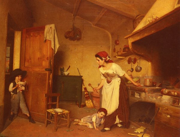 The Mask by Gaetano Chierici - Hand-Painted Oil Painting Reproduction