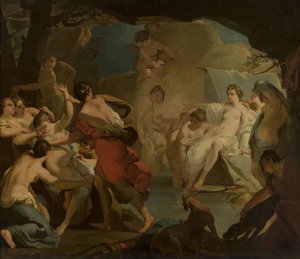 Diana's judgement of the nymph Callisto by Gaetano Gandolfi Oil Painting