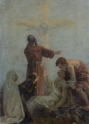 Faith, Hope and Charity by Gaetano Previati Oil Painting