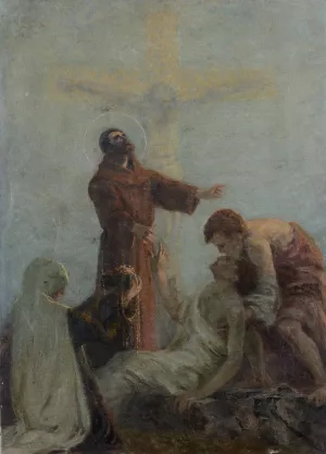 Faith, Hope and Charity by Gaetano Previati Oil Painting