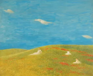 Meadow by Gaetano Previati Oil Painting