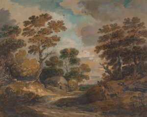 Landscape; Man Carrying Faggots by Gainsborough Dupont Oil Painting