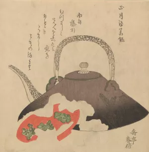 Tea Kettle and Cap by Gakutei Harunobu Oil Painting