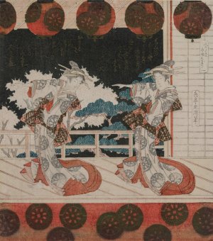 The Dance at Furuichi for the Hisagataya Group by Gakutei Harunobu Oil Painting