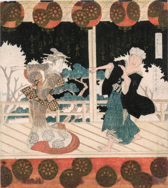 The Dance at Furuichi for the Hisagataya Group  by Gakutei Harunobu - Hand-Painted Oil Painting Reproduction