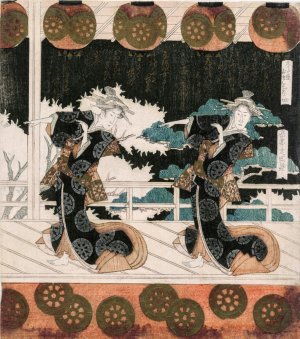 The Dance at Furuichi for the Hisagataya Group by Gakutei Harunobu Oil Painting