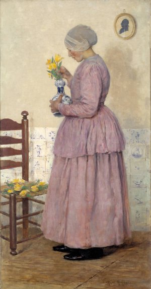 Arranging the Tulips by Gari Melchers Oil Painting
