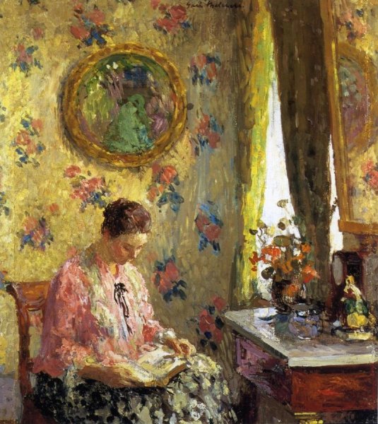 Main Product Photo of Lady Reading Painting by Gari Melchers