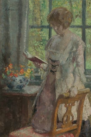 Young Woman Reading by Gari Melchers Oil Painting