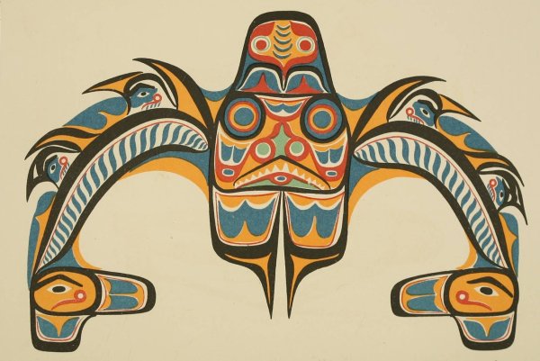 Haida Dog-Fish  by Garrick Mallery - Hand-Painted Oil Painting Reproduction