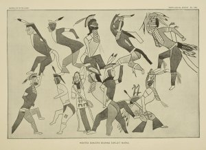 Hidatsa Dancers bearing exploit marks by Garrick Mallery Oil Painting