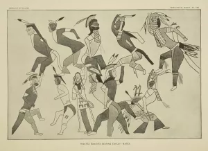 Hidatsa Dancers bearing exploit marks by Garrick Mallery Oil Painting