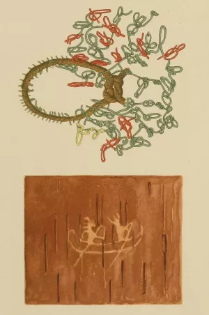 Peruvian Quipu and Birch Bark Drawing by Garrick Mallery Oil Painting