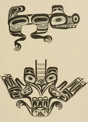 Wasco and Mythic Raven, Haida by Garrick Mallery Oil Painting