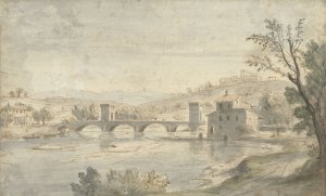 Gezicht op de Ponte Molle te Rome by Gaspar Van Wittel Oil Painting