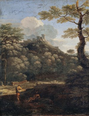 A Castle in a Wood by Gaspard Dughet Oil Painting