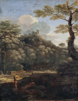 A Castle in a Wood by Gaspard Dughet Oil Painting