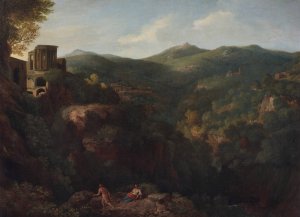 A view of Tivoli, with the Temple of the Sibyl by Gaspard Dughet Oil Painting