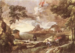Landscape with St Augustine and the Mystery Oil painting by Gaspard Dughet
