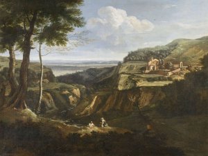 View of the Hermitage of Camaldoli near Frascati Oil painting by Gaspard Dughet