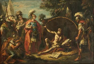 Alexander And Diogenes by Gaspare Diziani Oil Painting