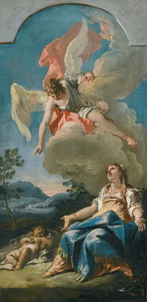 Hagar And The Angel by Gaspare Diziani Oil Painting