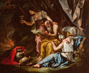 Lot and His Doughters by Gaspare Diziani Oil Painting