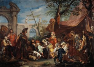 The Family of Darius Pleading to Alexander by Gaspare Diziani Oil Painting