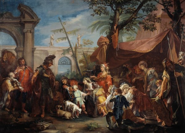 The Family of Darius Pleading to Alexander by Gaspare Diziani - Hand-Painted Oil Painting Reproduction