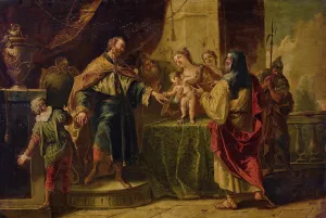 The Infant Moses Trampling On Pharaoh's Crown by Gaspare Diziani Oil Painting