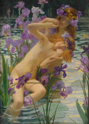 Les Iris by Gaston Bussiere Oil Painting