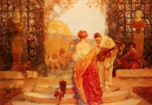 La Salutation de Pierrot by Gaston De Latouche Oil Painting