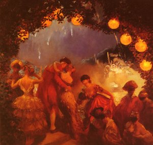 L'Intrigue Nocturne by Gaston De Latouche Oil Painting