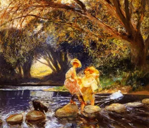 A Difficult Crossing Oil painting by Gaston La Touche