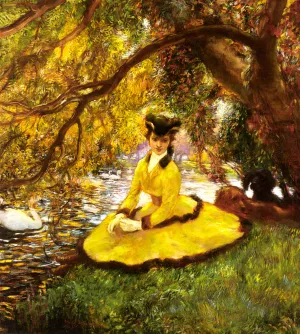 At the Riverbank Oil painting by Gaston La Touche