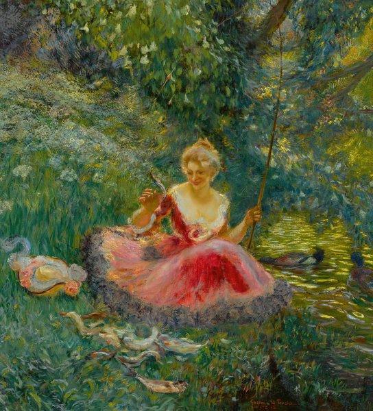Main Product Photo of La Peche  Painting by Gaston La Touche