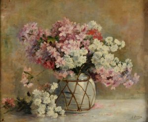 Fleurs by Gaston Lecreux Oil Painting