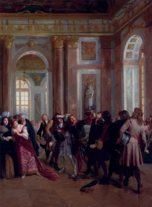Jean Bart In The Galerie Des Glaces At Versailles by Gaston-Theodore Melingue Oil Painting