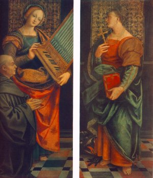 St Cecile with the Donator and St Marguerite by Gaudenzio Ferrari Oil Painting