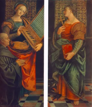 St Cecile with the Donator and St Marguerite painting by Gaudenzio Ferrari