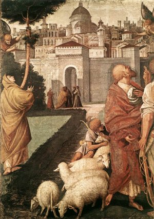 The Annunciation to Joachim and Anna Oil painting by Gaudenzio Ferrari