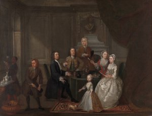 Group portrait, probably of the Raikes family by Gawen Hamilton Oil Painting