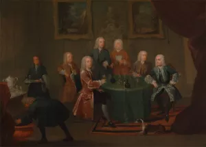 The Brothers Clarke with Other Gentlemen Taking Wine by Gawen Hamilton Oil Painting
