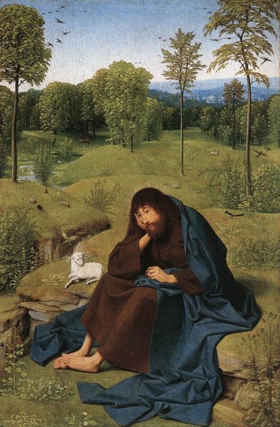 John the Baptist in the Wilderness by Geertgen Tot Sint Jans - Hand-Painted Oil Painting Reproduction