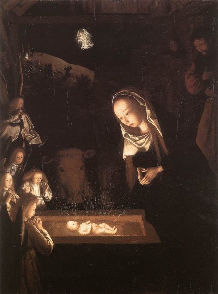 Nativity, at Night by Geertgen Tot Sint Jans - Hand-Painted Oil Painting Reproduction