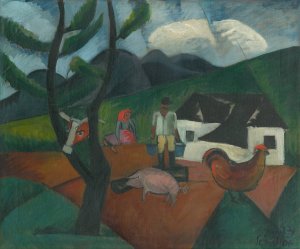 Hospodarsky dvor by Gejza Schiller Oil Painting