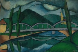 Krajina s mostom by Gejza Schiller Oil Painting