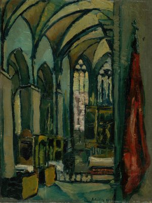 Vnutro kostola by Gejza Schiller Oil Painting